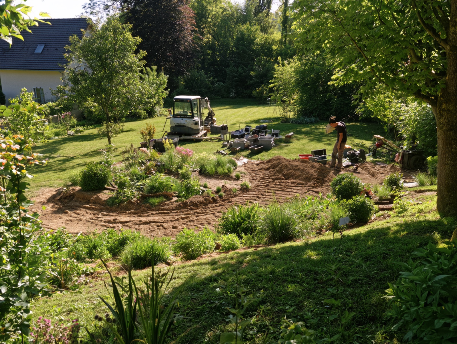 Chantier de paysagisme en cours